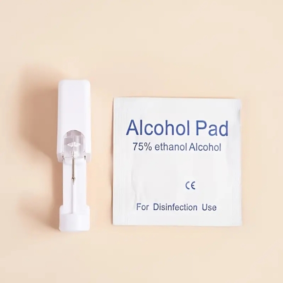 STAINLESS STEEL CZ self nose ear piercing set. Quick painless - Picture 6 of 13